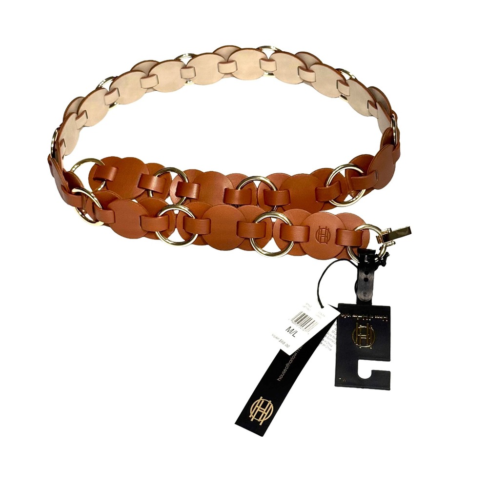 House of Harlow 1960 Caramel Adjustable Disc Link Belt Gold Tone M/L NWT Boho - Picture 2 of 12